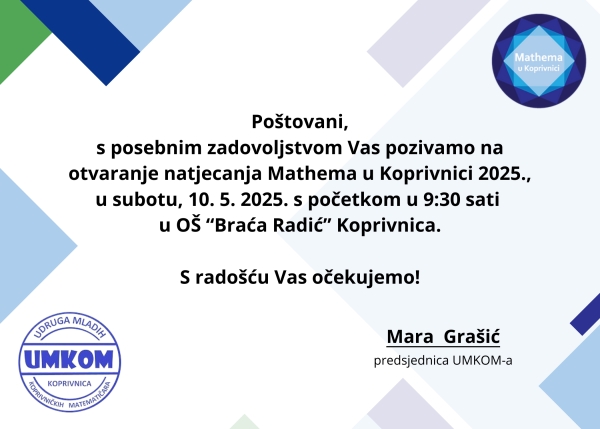 Otvorenje natjecanja Matheme