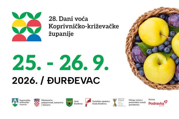 Posjetite 28. Dane voća Koprivničko-križevačke županije 25. i 26. rujna u Đurđevcu