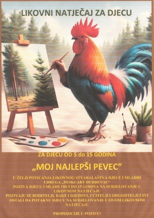 Udruga &bdquo;Peski-Art Đurđevac&ldquo; objavila likovni natječaj za djecu i mlade &bdquo;Moj najlep&scaron;i pevec&ldquo;